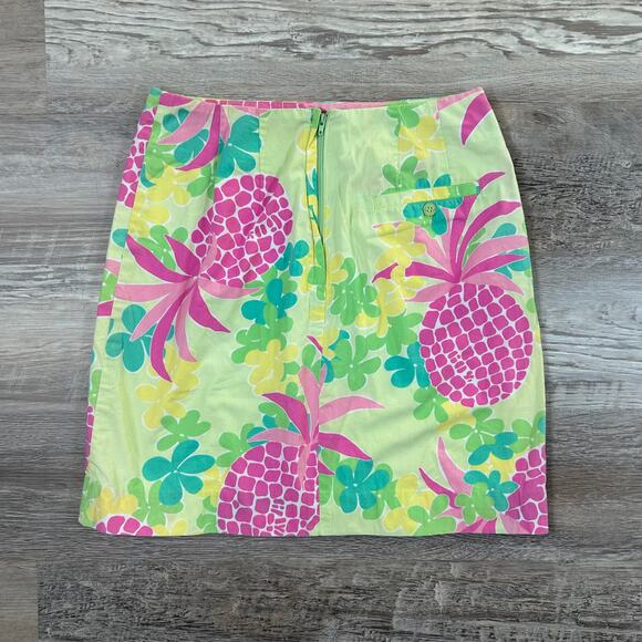 Vintage Lilly Pulitzer Pineapple Print Skirt Green Pink Size 0 - Picture 3 of 5